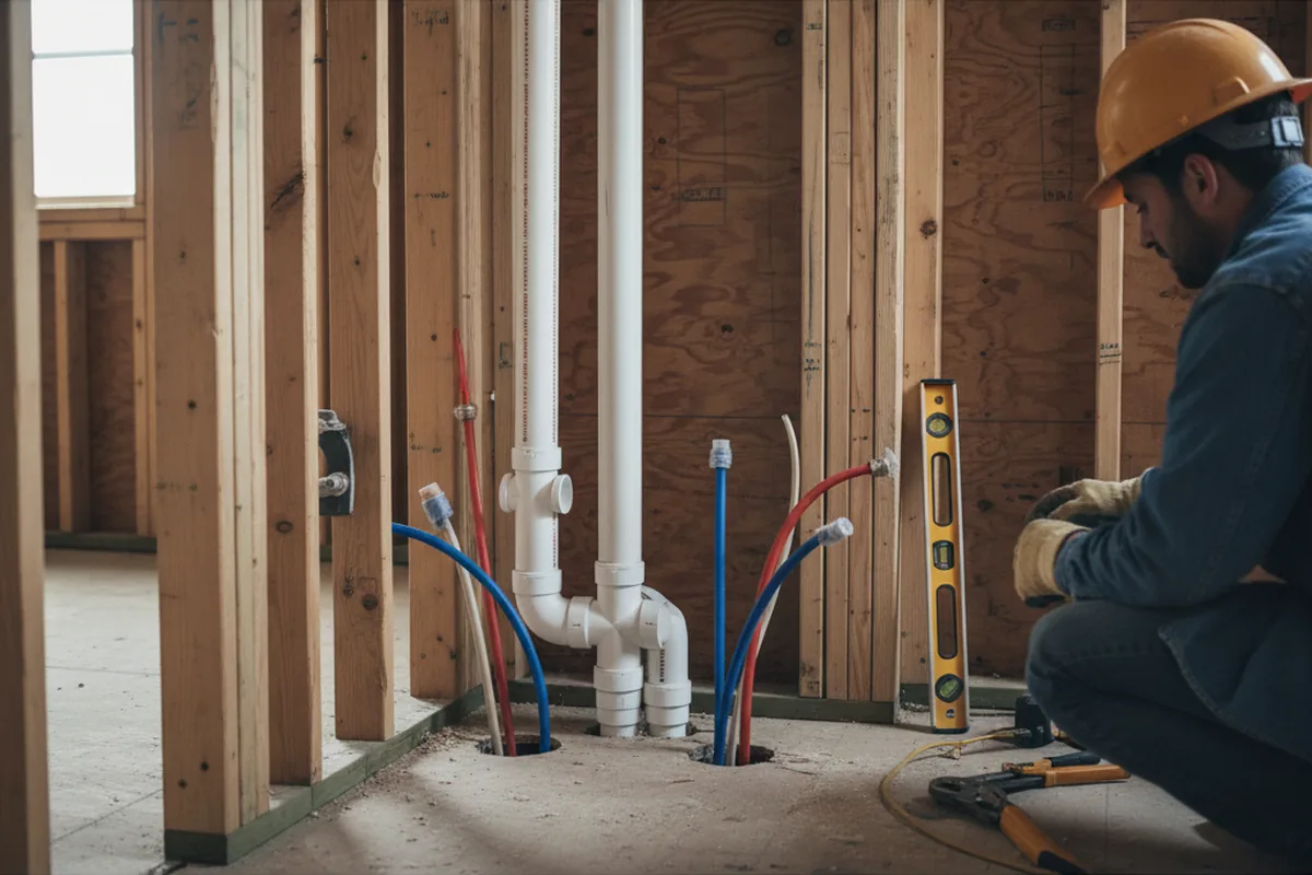Drain and supply rough-in during Leak Detection in Kerens