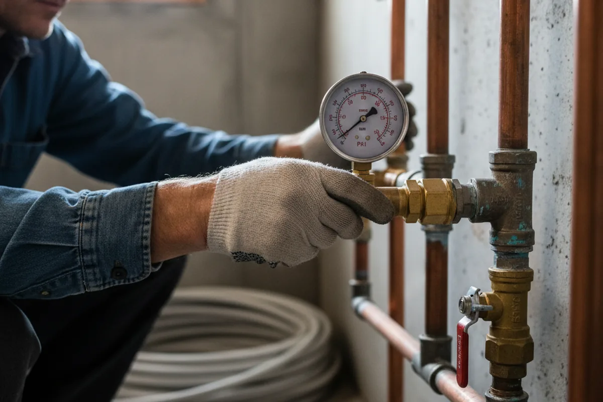 Pressure testing a repaired line during Water Line Repair in Kerens
